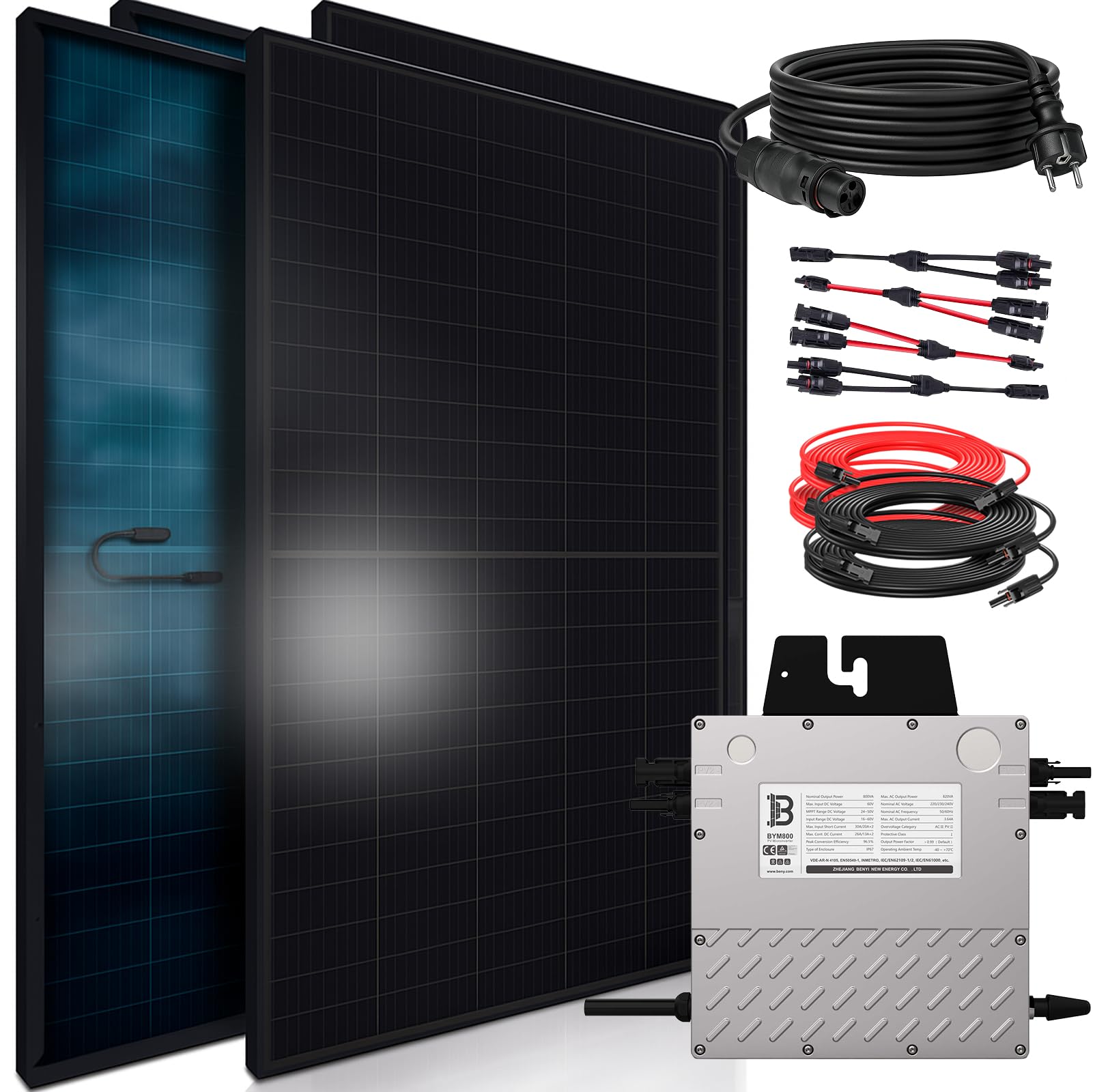 SUNNIVA 1840W Balkonkraftwerk FullBlack Komplettset für PV Solaranlage inkl. Steckdose und 5m Kabel